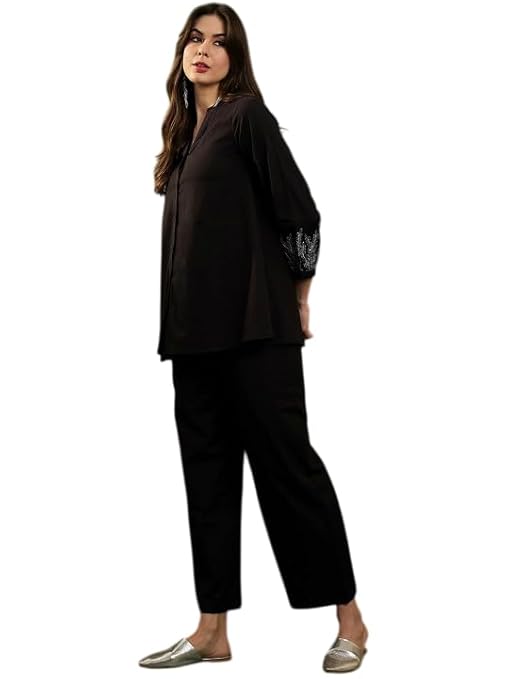 Women's Cotton Embroidered A-Line Kurti...