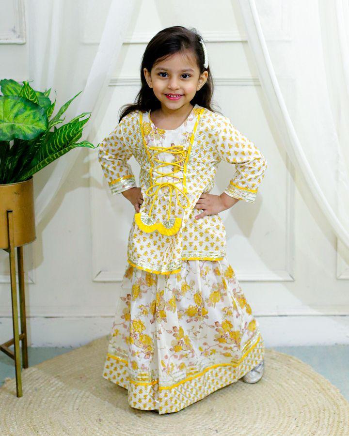Kid’s Girls Pure Cotton Jaipur Block Pri...