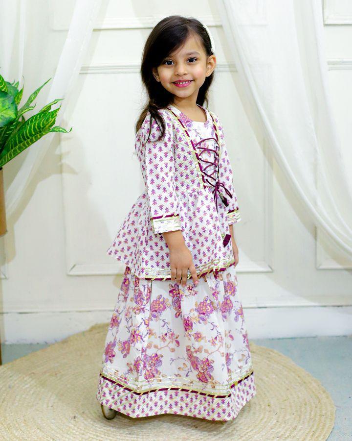 Kid’s Girls Pure Cotton Jaipur Block Pri...