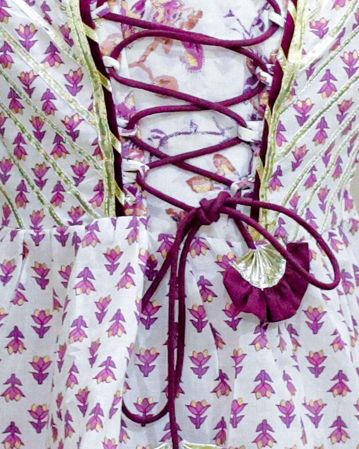 Purple Peplum Dori Jaipur Block Print Cotton Suit Set for Girls