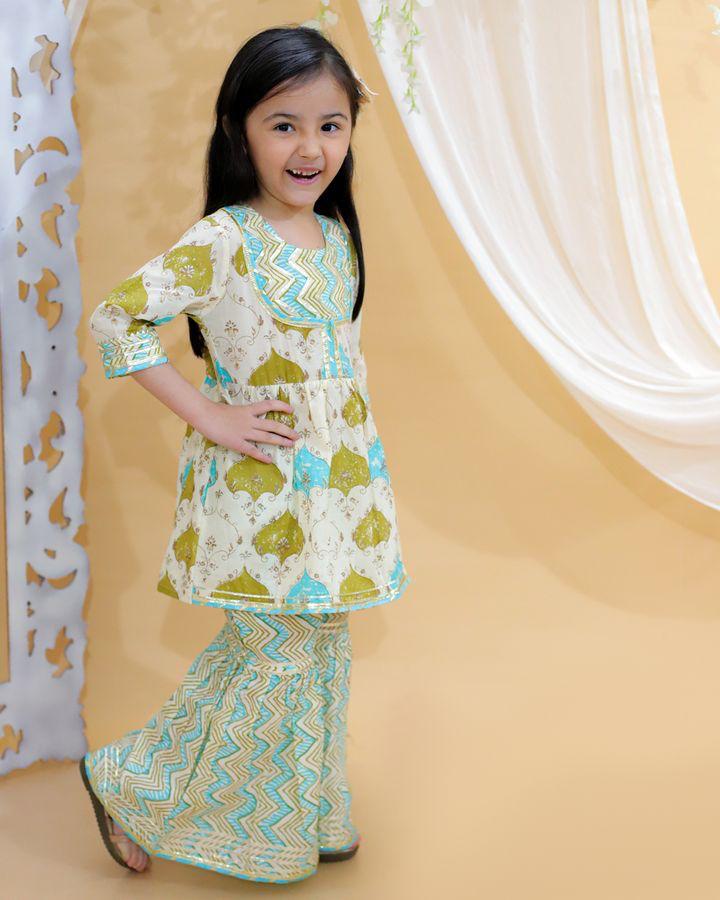 Kid’s Girls Pure Cotton Jaipur Block Pri...
