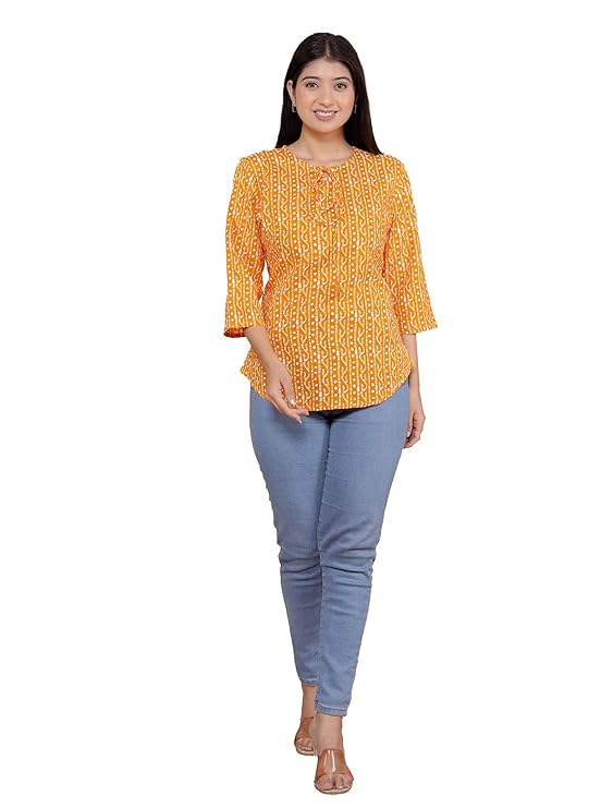 Printed Straight Round Neck with Tassels...