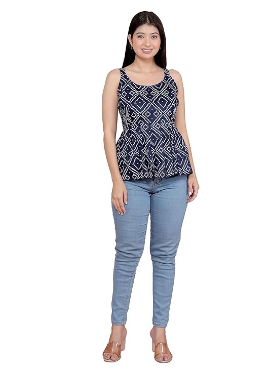 Women's Cotton Printed Short Flared Anar...