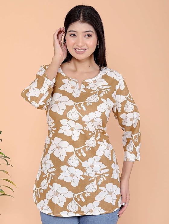 Women's Cotton Floral Printed Tunic Stra...