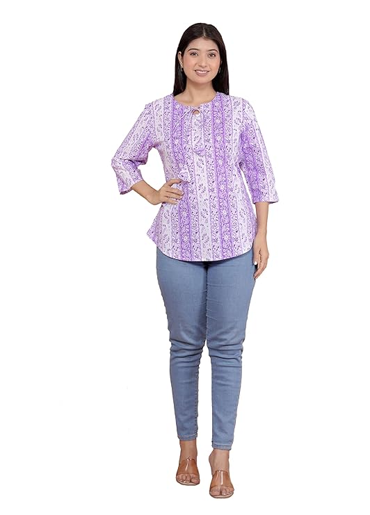Printed Straight Round Neck with Tassels...