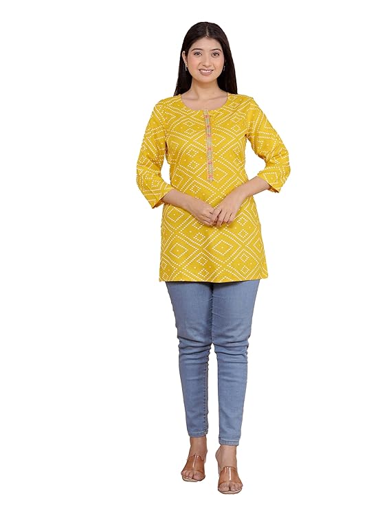 Bandhej Printed Straight Kurti