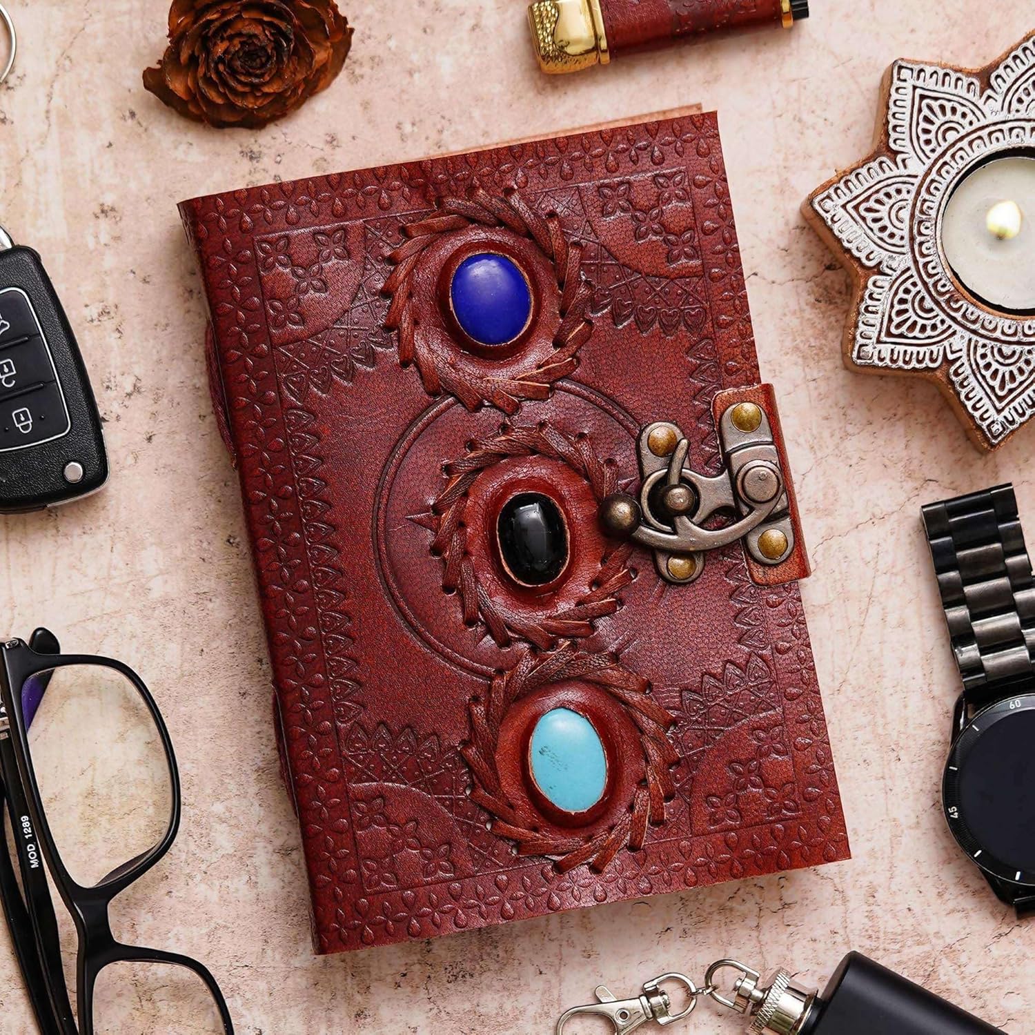 Vintage Handmade Genuine Leather Diary J...
