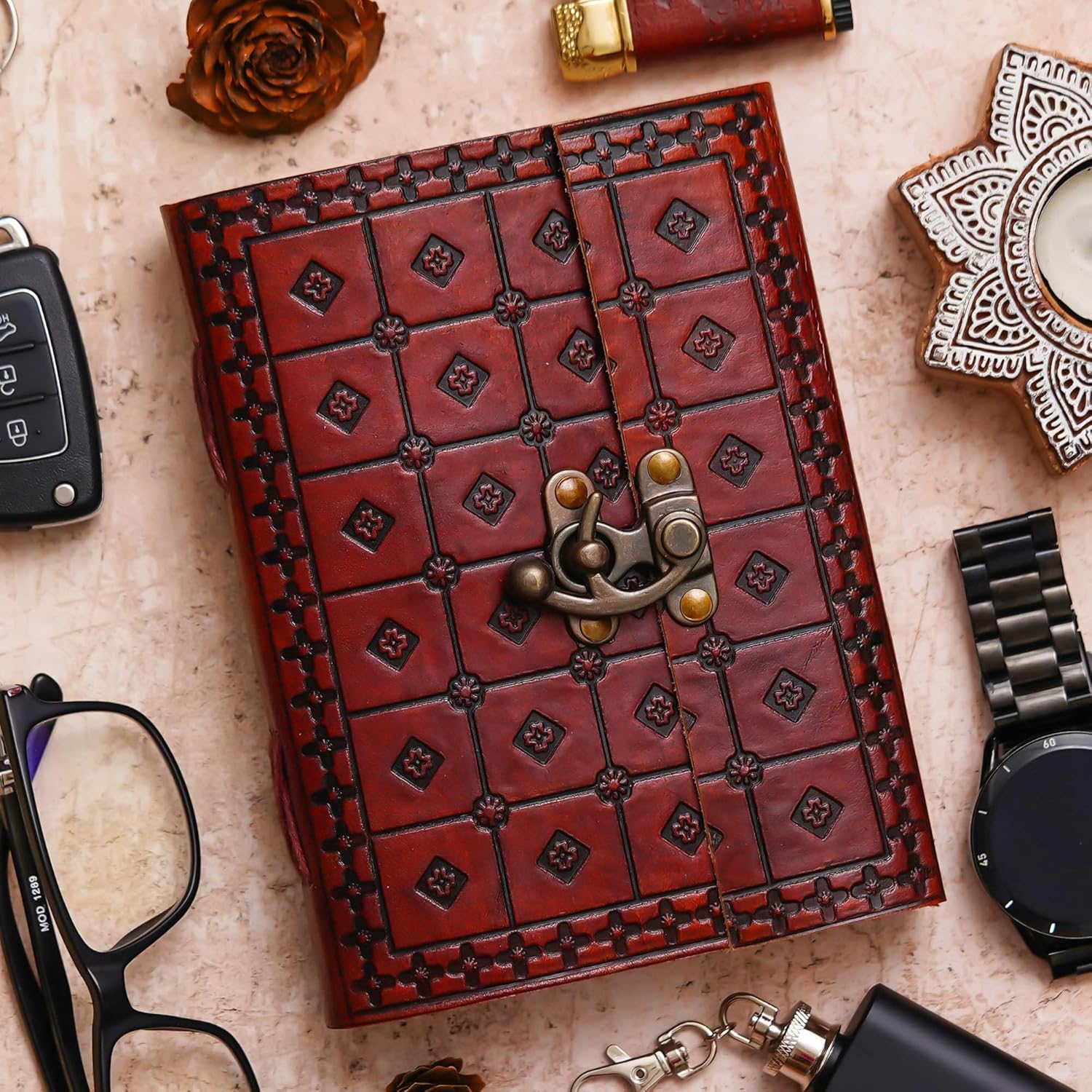 Vintage Handmade Genuine Leather Diary J...