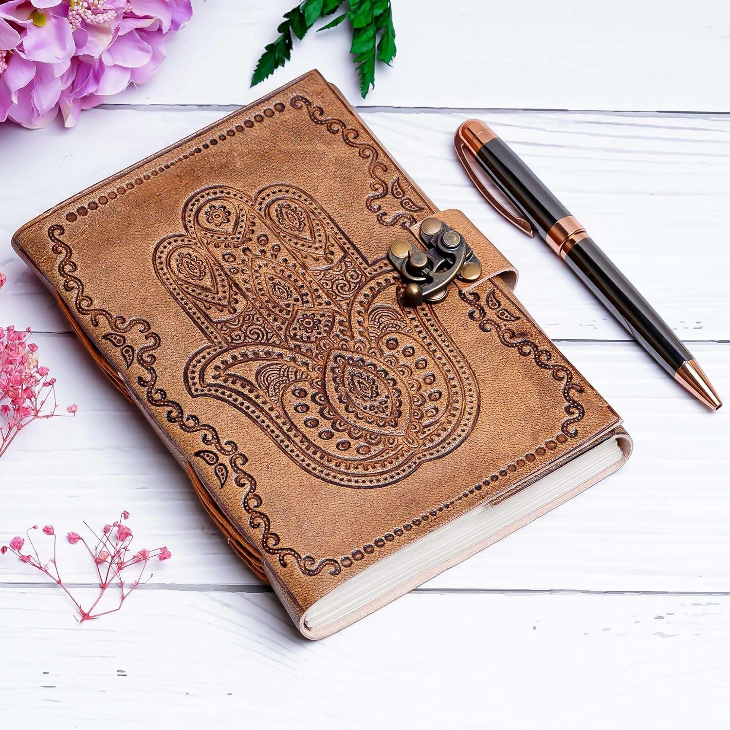 Leather Journal Diary With Metal Lock Vi...