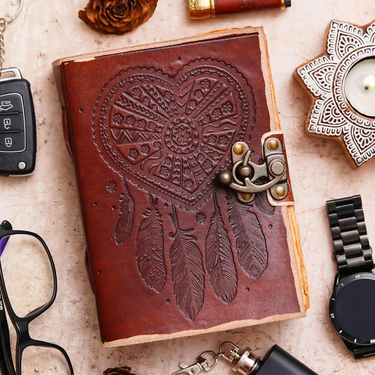 Vintage Handmade Genuine Leather Diary J...