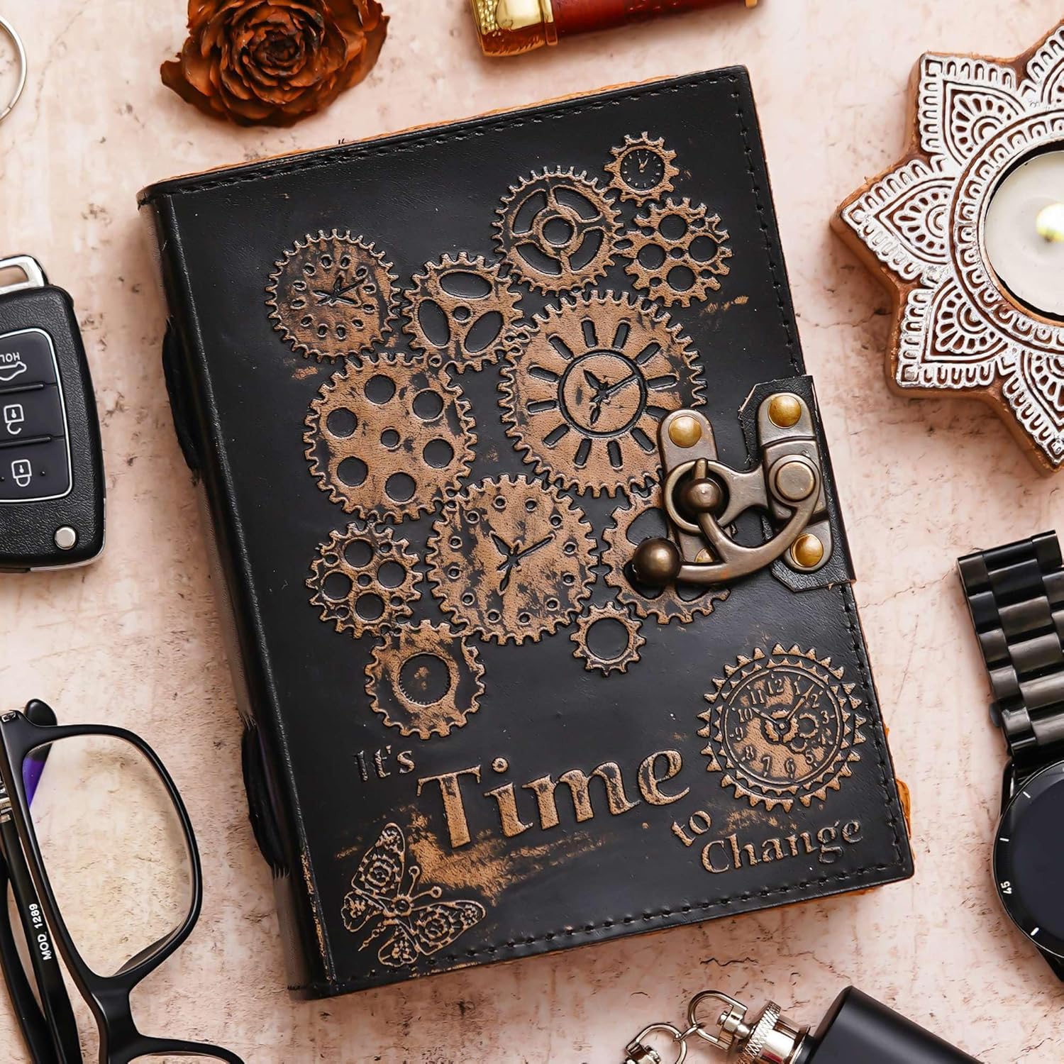 Vintage Handmade Genuine Leather Diary J...