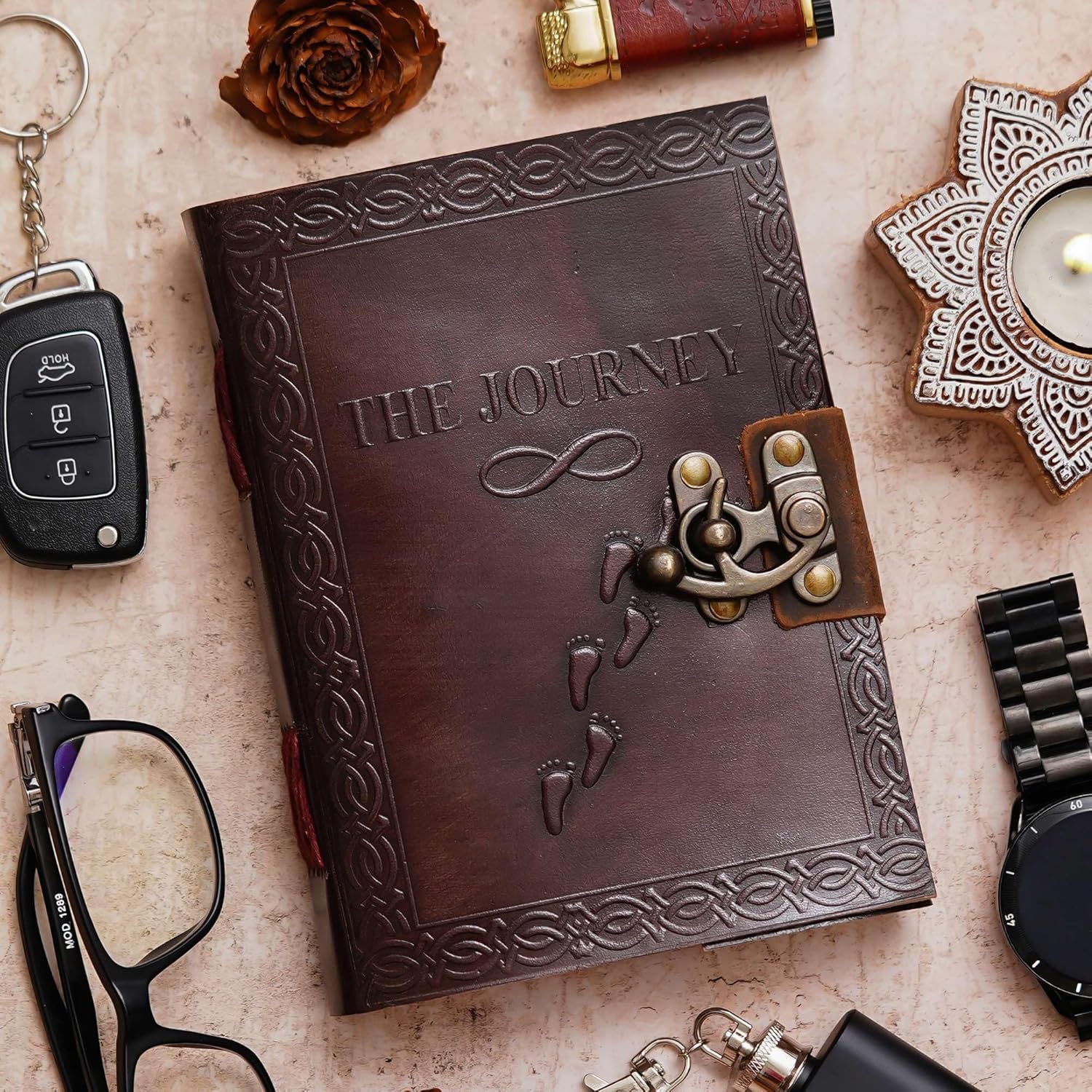 Vintage Handmade Genuine Leather Diary J...