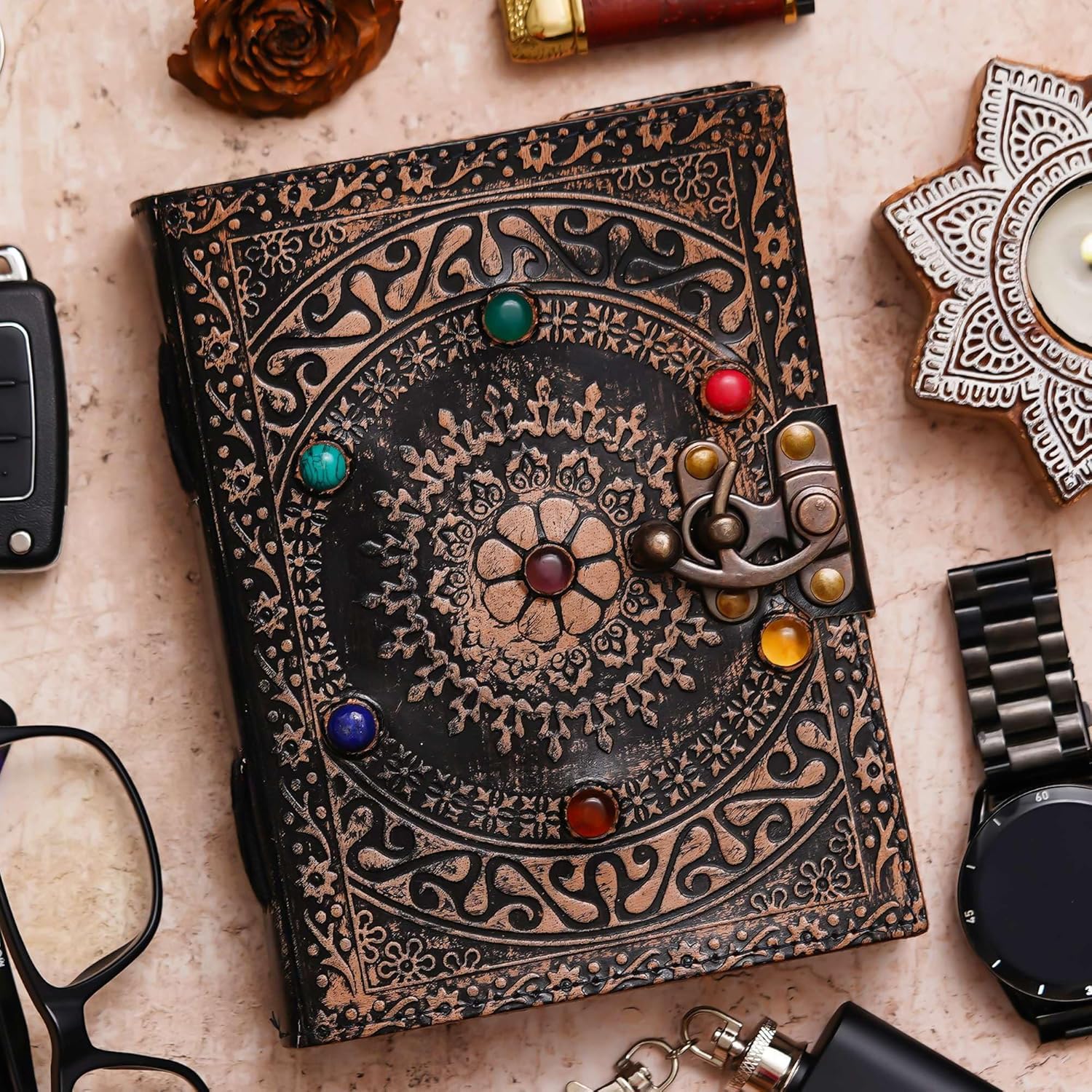 Vintage Handmade Genuine Leather Diary J...