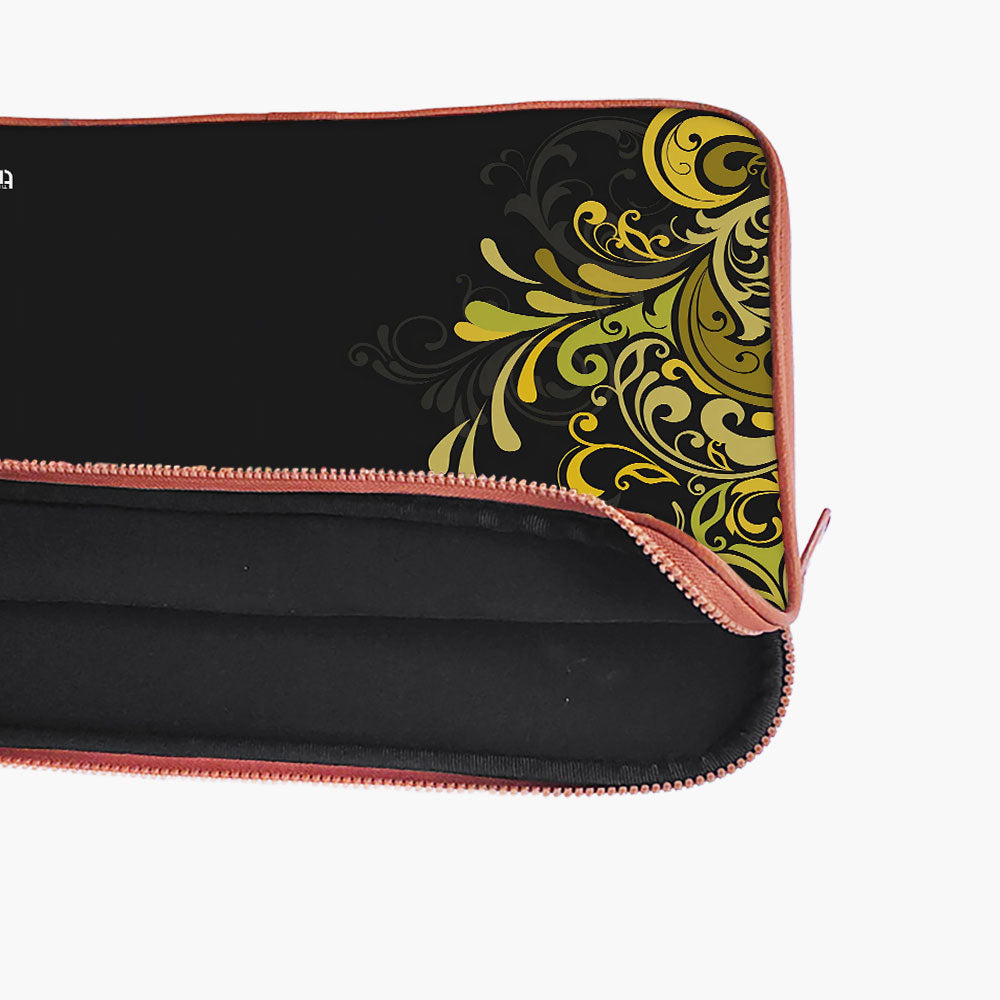 " Black Abstract Leaf" Laptop Sleeves:Bo...