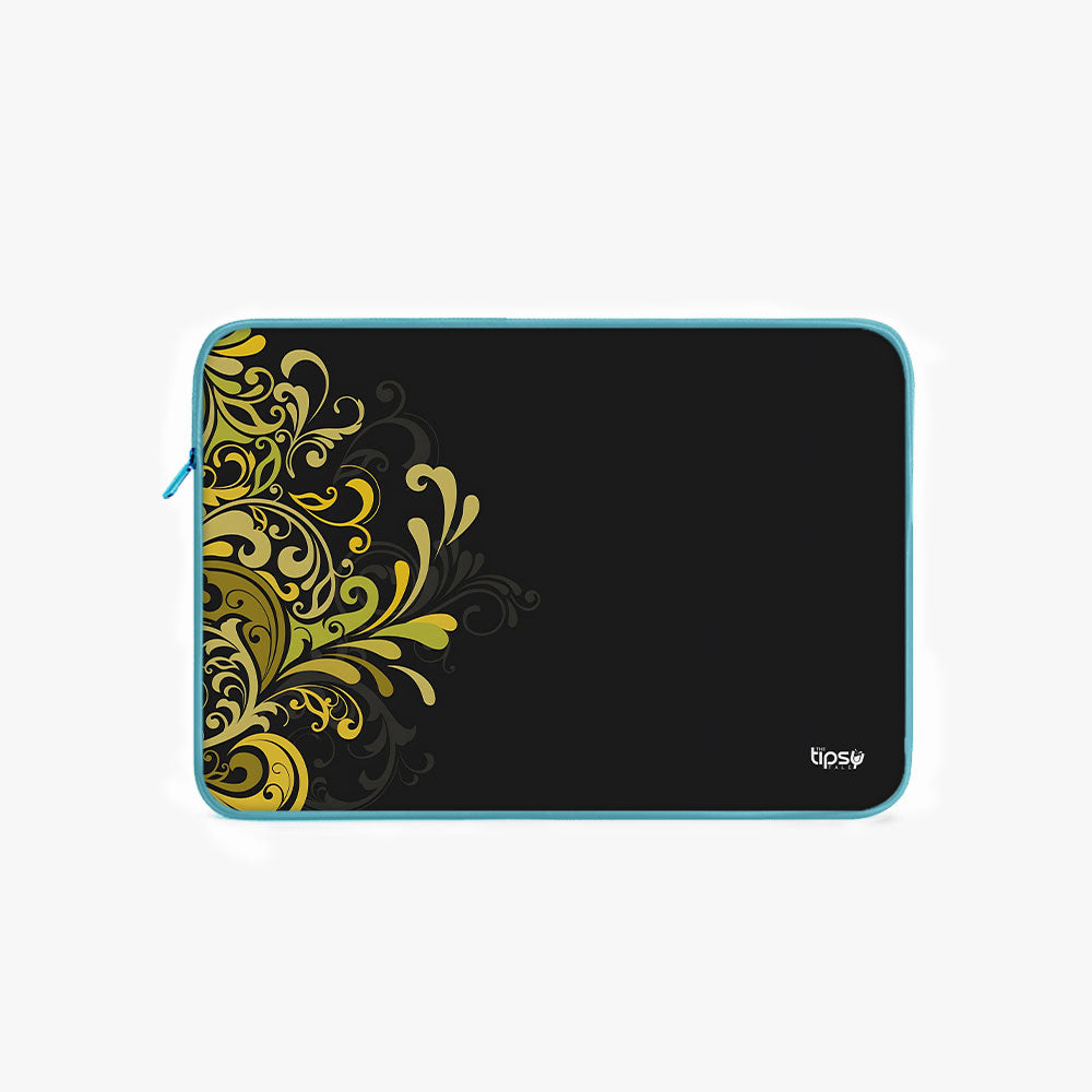 " Black Abstract Leaf" Laptop Sleeves:Bo...