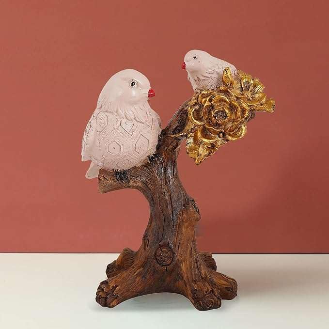 Handcrafted Birds Couple On Tree Resin...