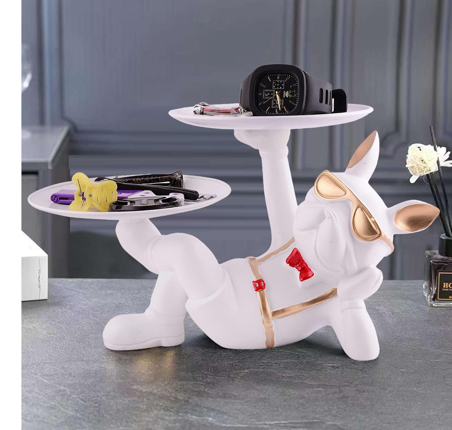 Cool Dog Showpiece with Plate for Home D...
