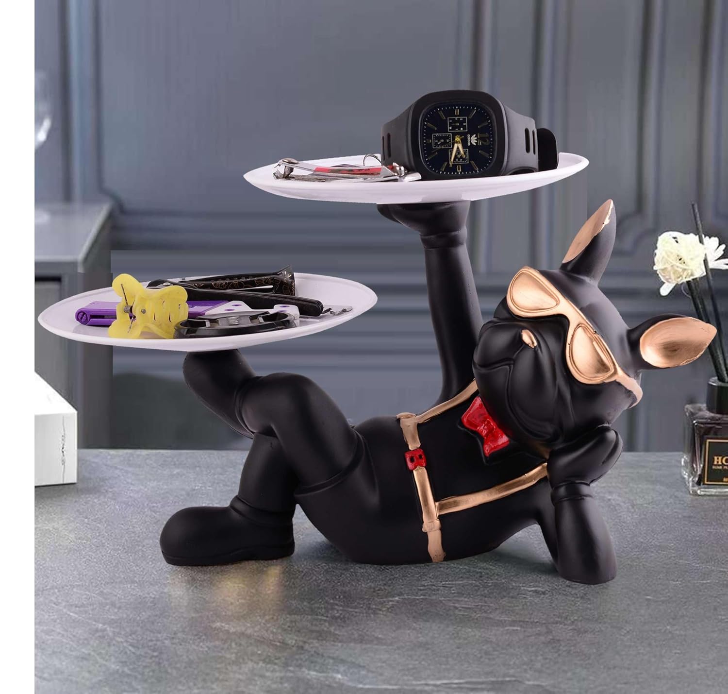 Cool Dog Showpiece with Plate for Home D...