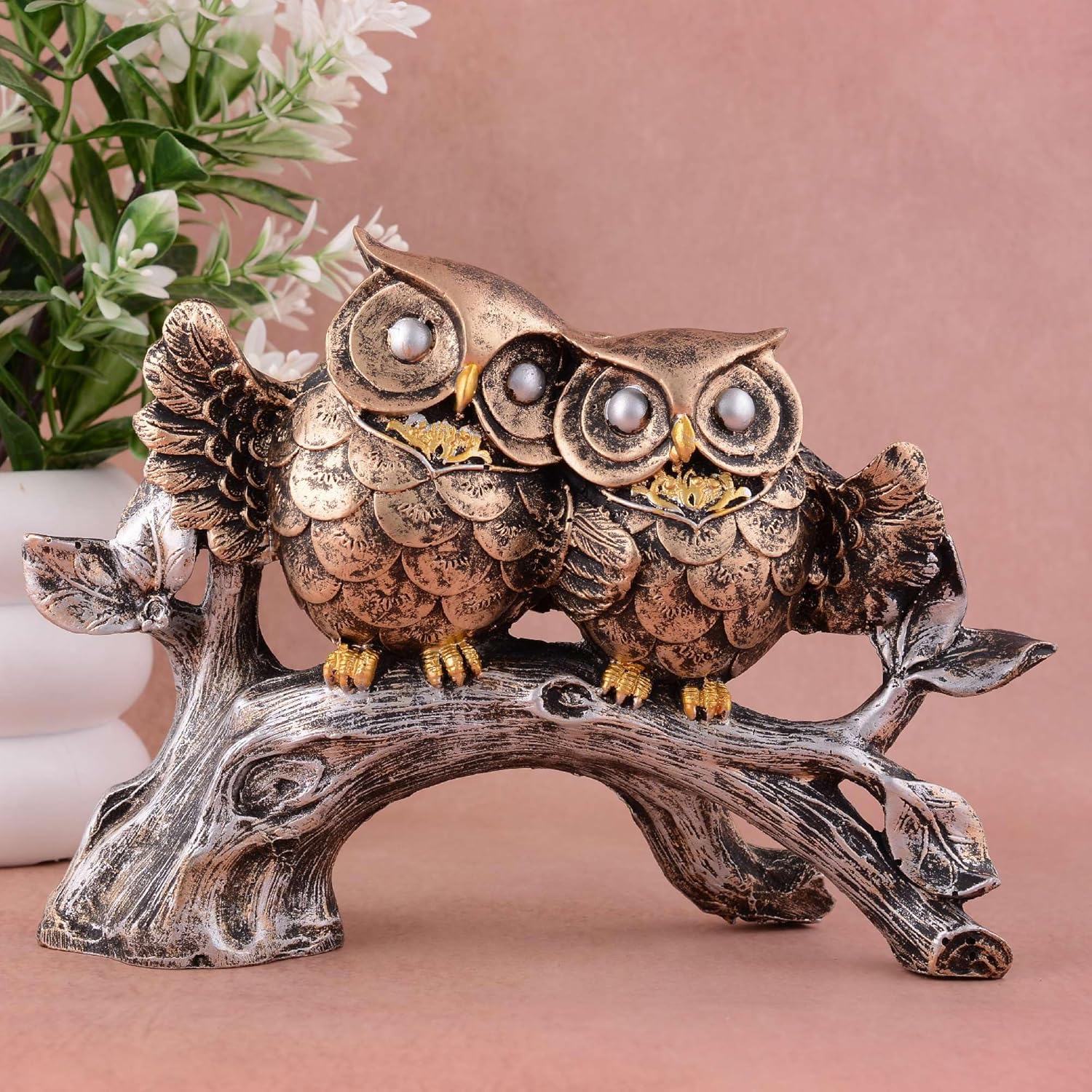 Owl Family Sitting on Tree Decorative Bi...