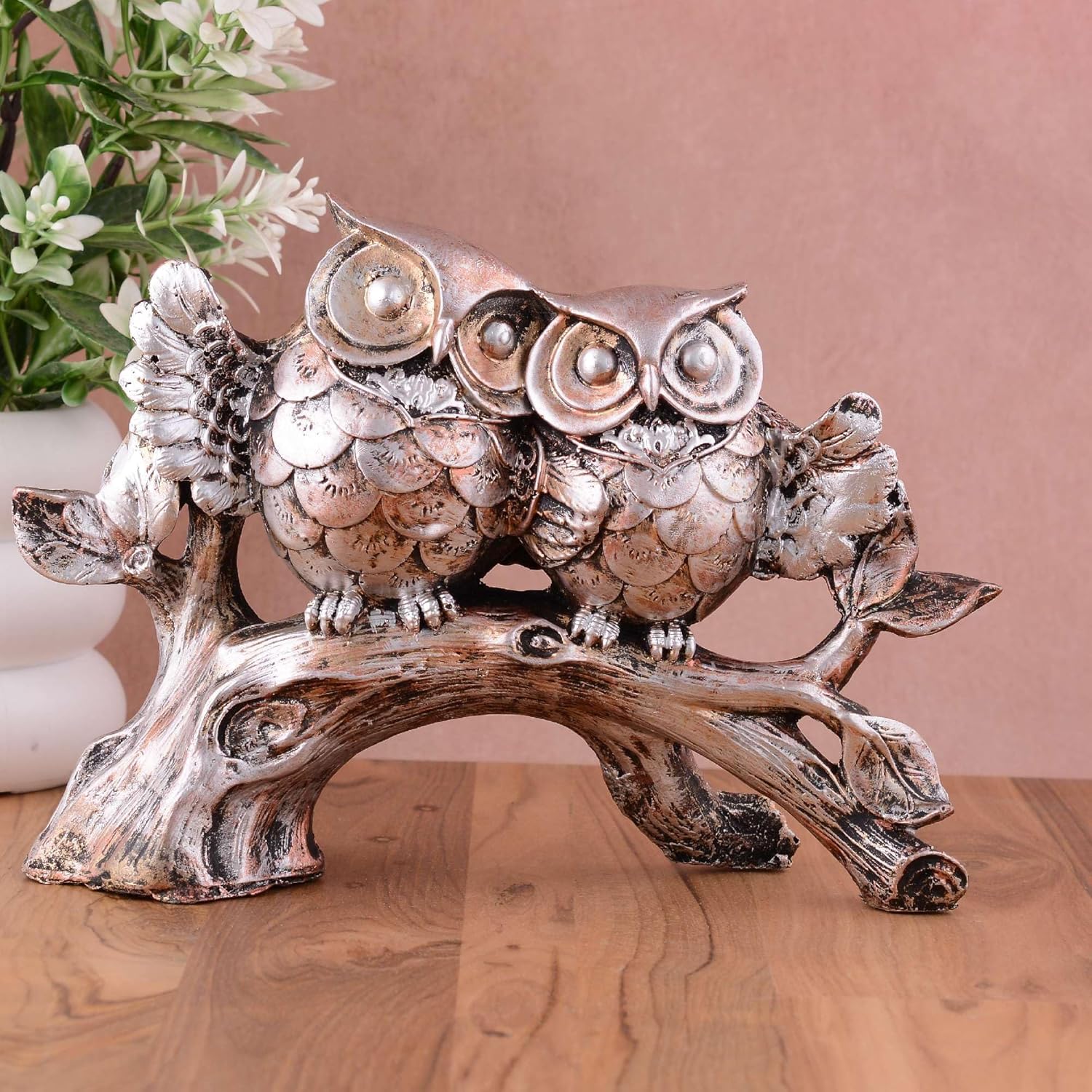 Owl Family Sitting on Tree Decorative Bi...