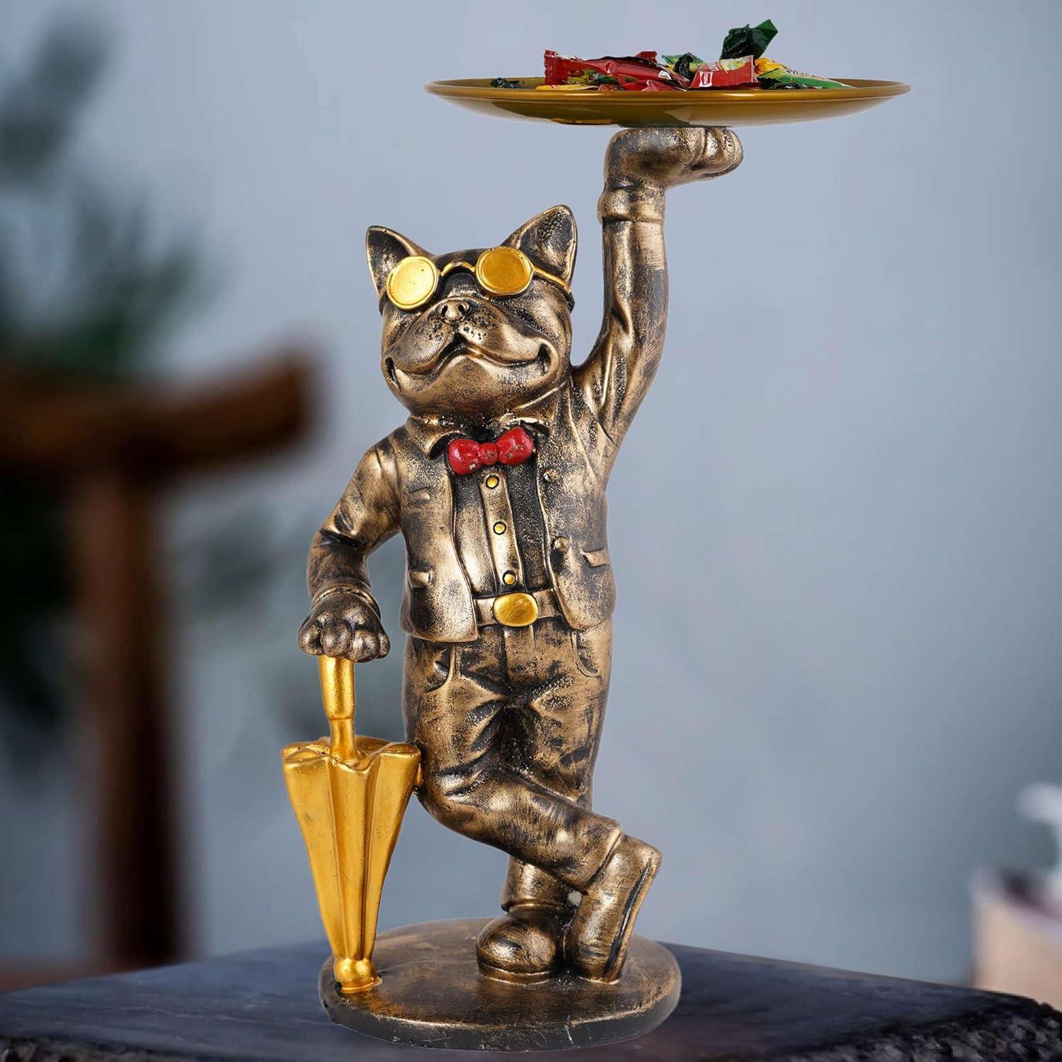 Cool Dog Showpiece with Plate for Home D...