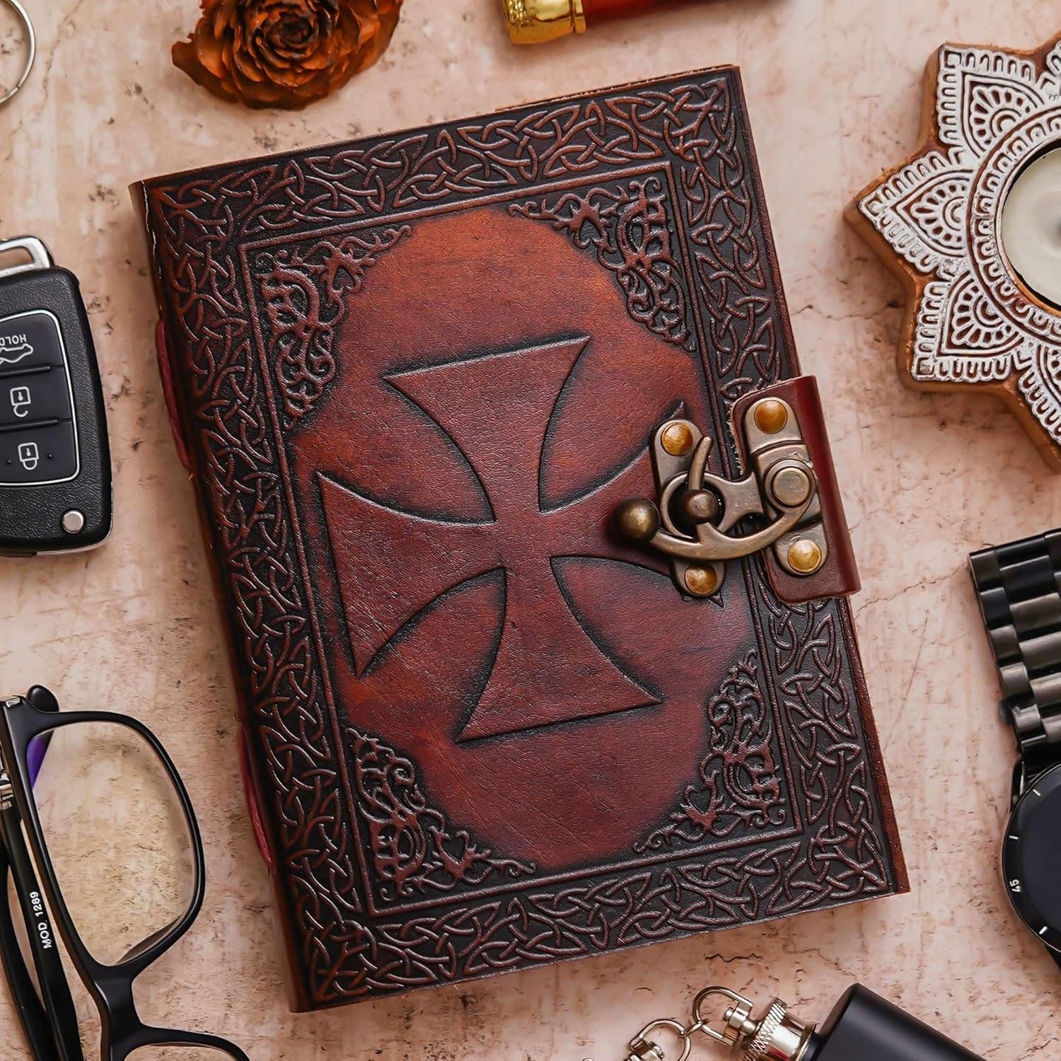 Vintage Handmade Genuine Leather Diary J...