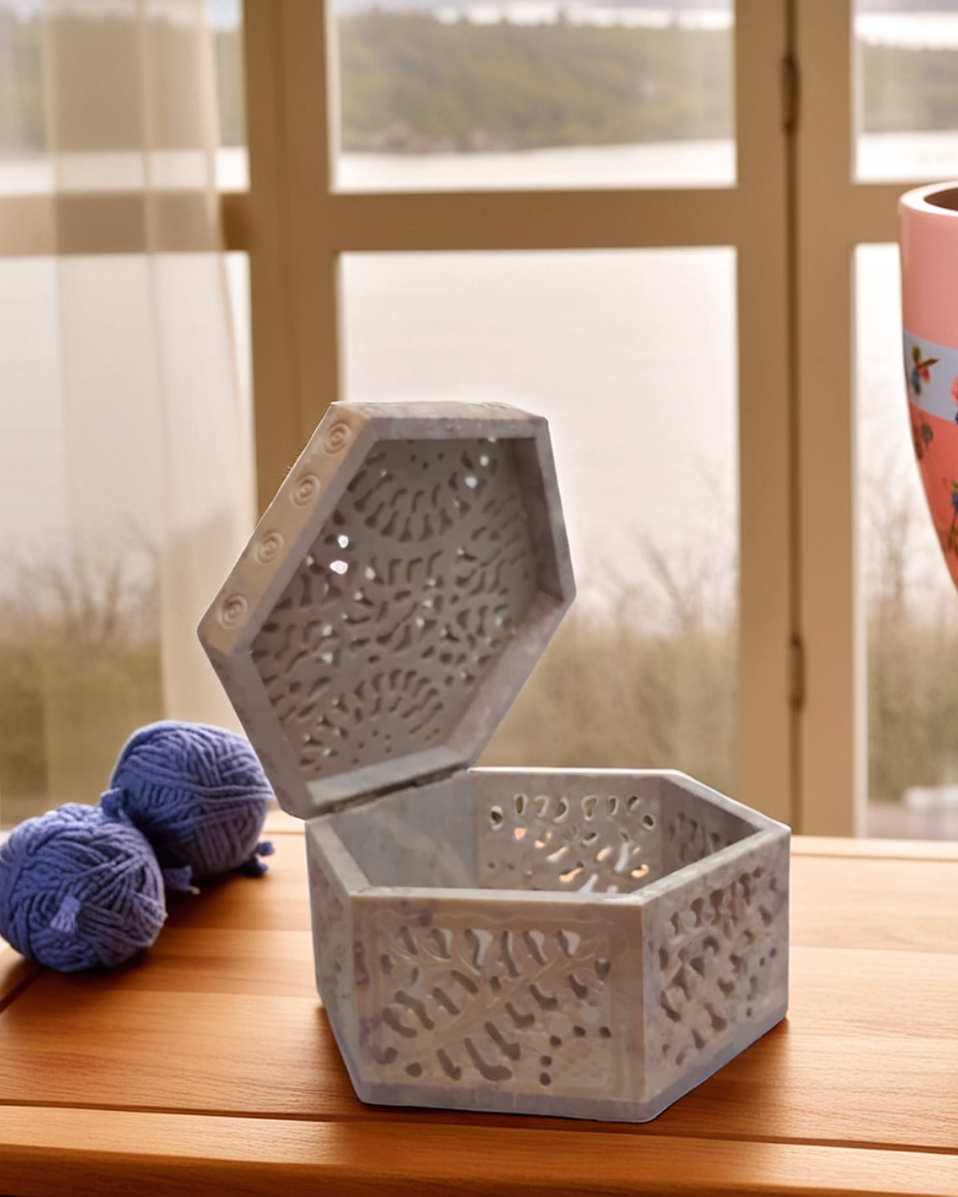 Carving Marble Jewelry Box With Beautifu...