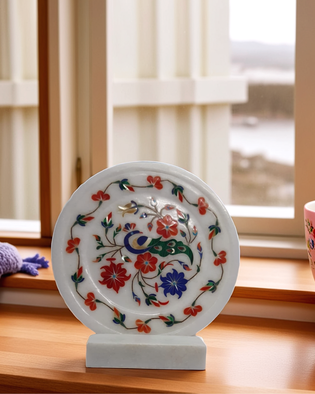 White Marble Handcrafted Semi Precious I...