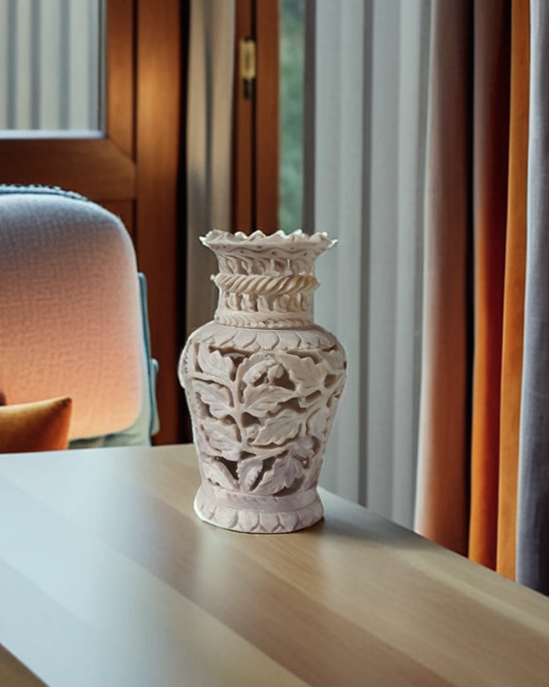 6" Soapstone Marble Flower Vase With Int...