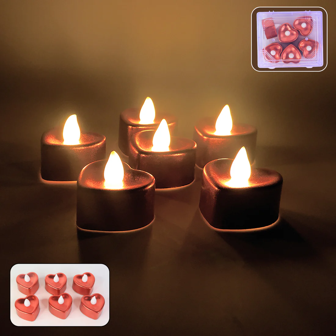 Heart Shape LED Flameless Decorative Can...