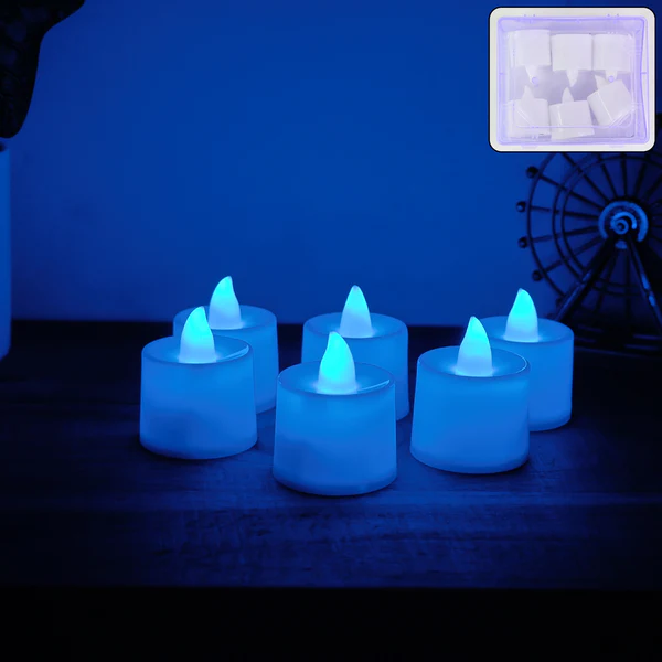 Blue LED Tea Light Candles (6 Pc)