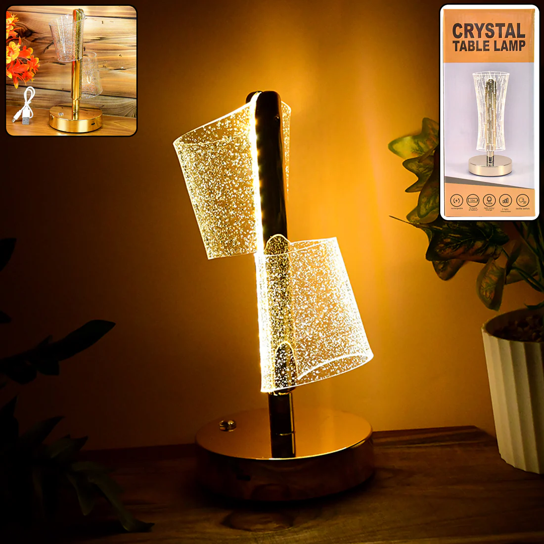 Modern Luxury Crystal LED Double Shade T...