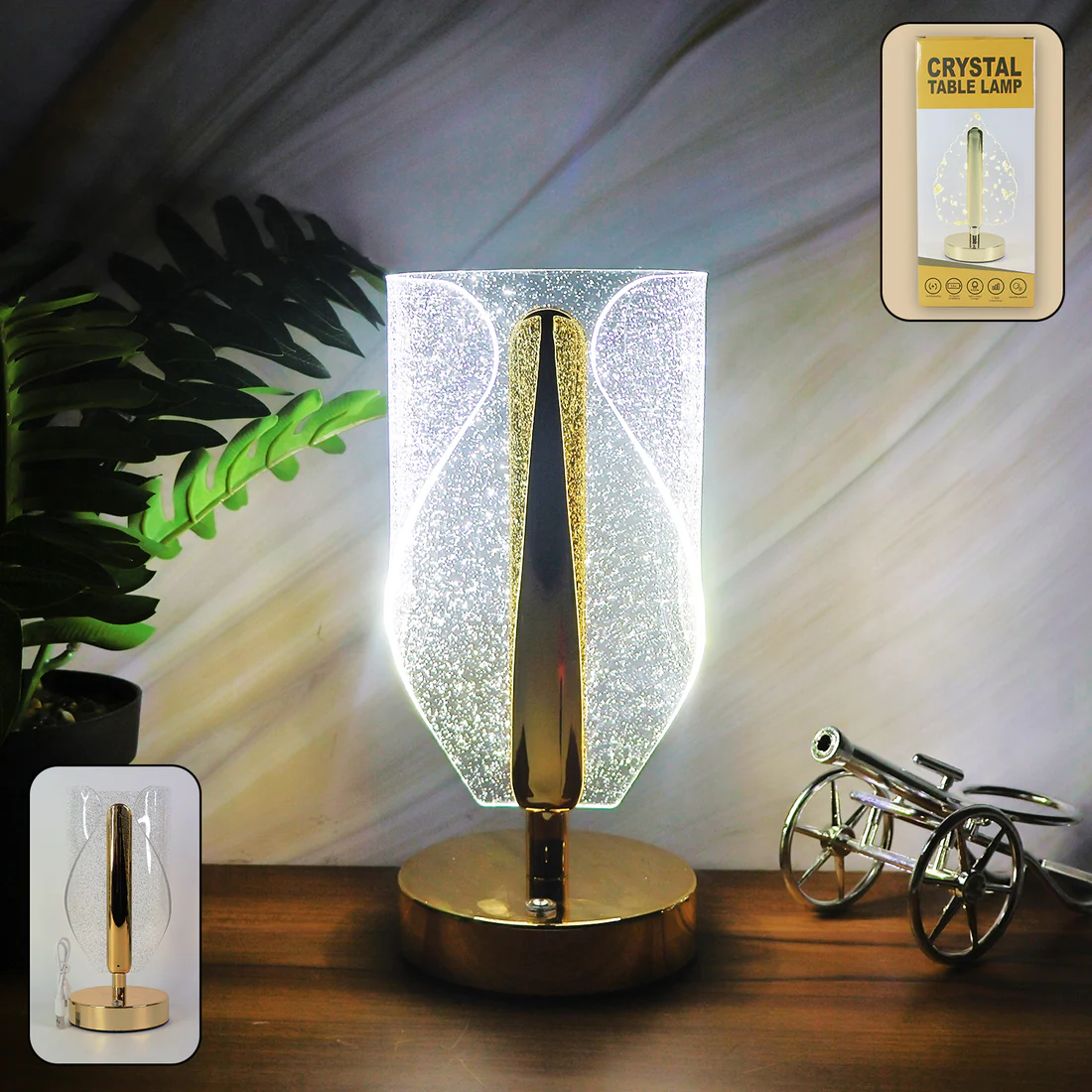 Luxury Crystal Table Lamp with USB Charg...