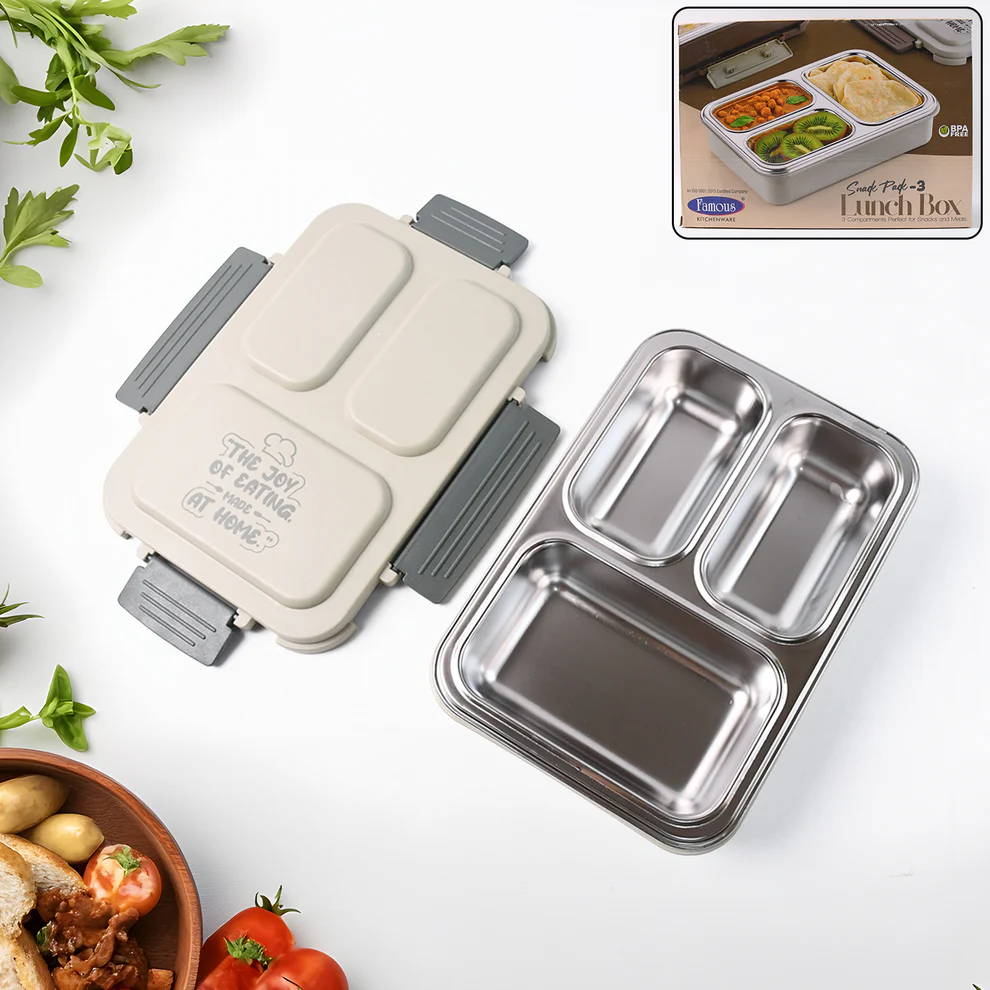 3-Compartment Stainless Steel Lunch Box...