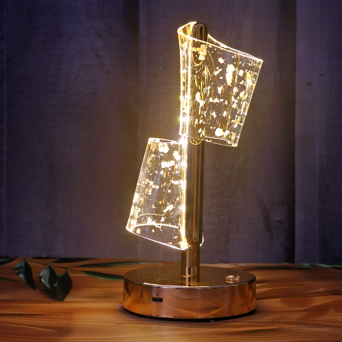 Luxury Golden Crystal LED Double Shade T...