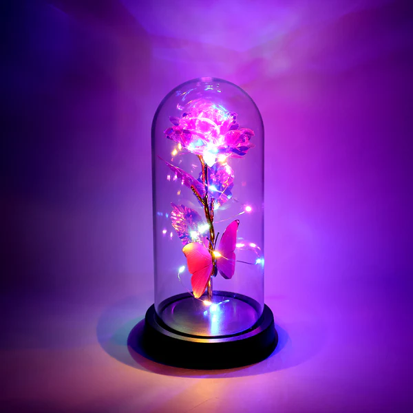 LED Decorative Rose with Butterfly in Tr...