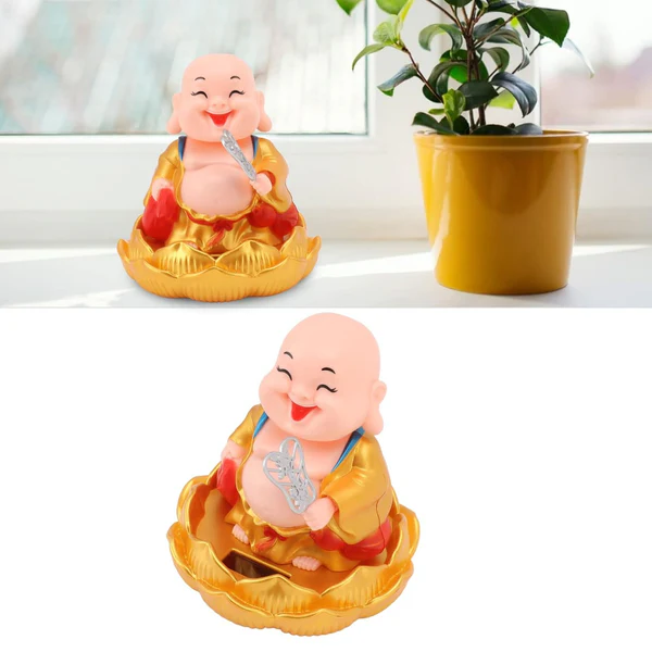 Solar Power Moving Buddha Car Ornament (...