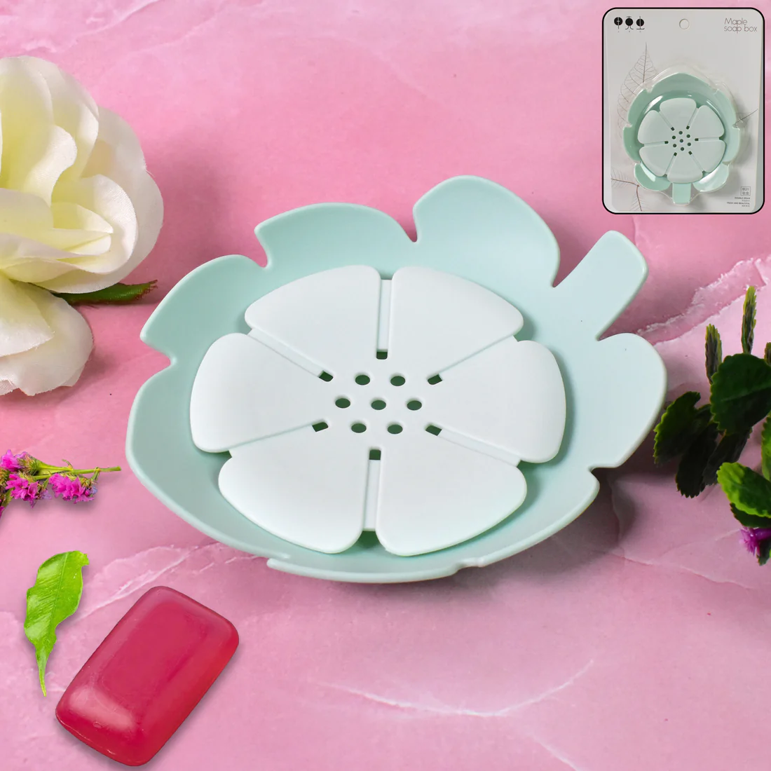 Plastic Flowers Soap Dish Bathroom Acces...