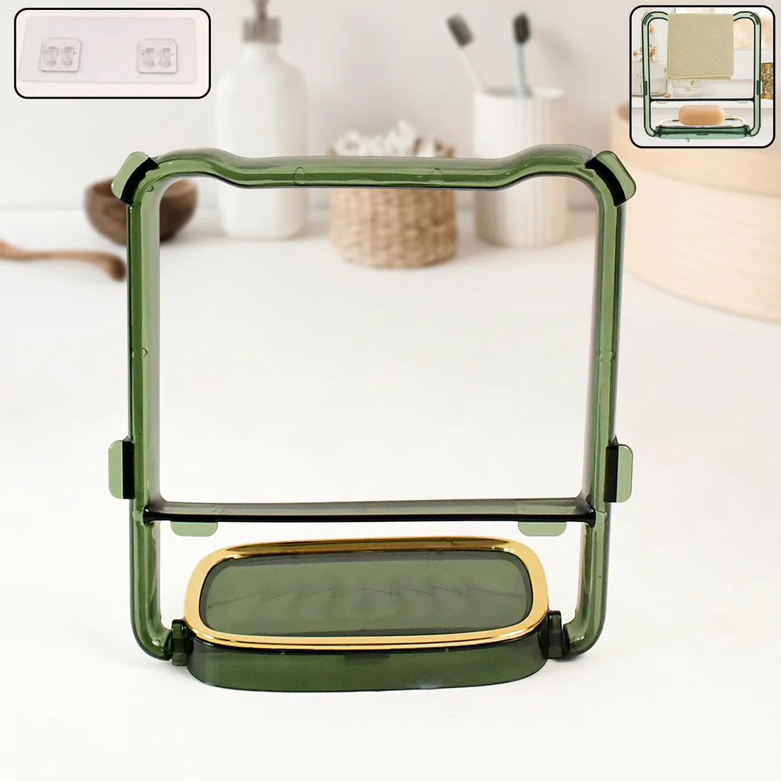 2-in-1 Self-Adhesive Towel Hanger & Soap...