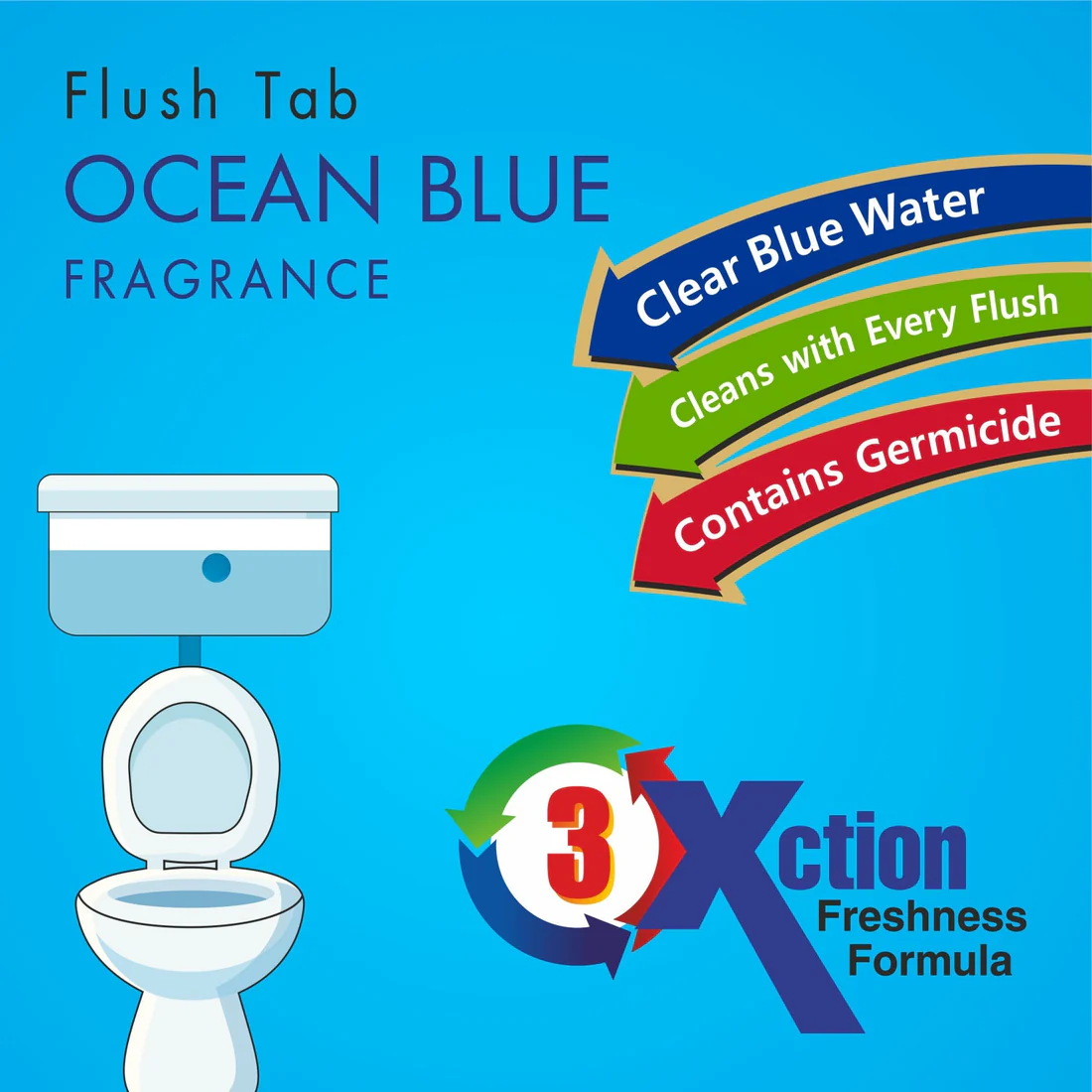 Toilet Cleaner Flush Tab Ocean Blue 100...