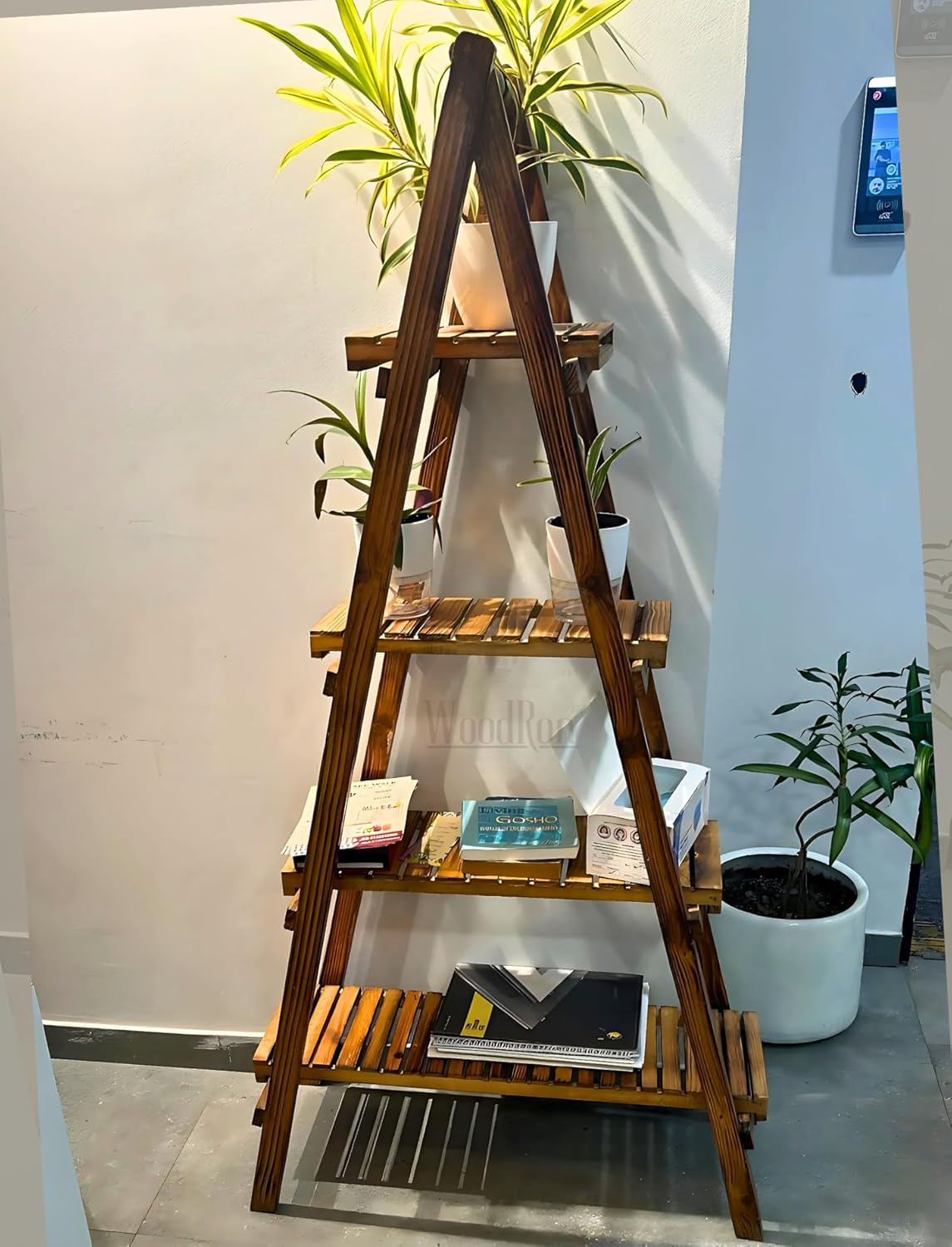 WoodRon Premium 4-Tier Decor Ladder Shel...