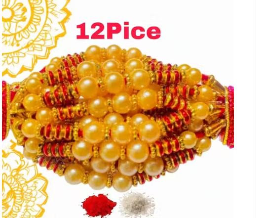 LIGHT 12 pice combo rakhi Golden white r...
