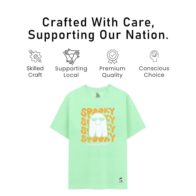 Unisex Kids T-Shirt – Spooky Haunted Digital Print, Black, Cotton-Modal Blend, Softer & More Breathable Than 100% Cotton, Boys & Girls Casual Wear