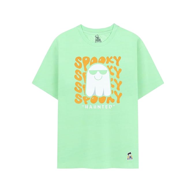 Unisex Kids T-Shirt – Spooky Haunted Digital Print, Black, Cotton-Modal Blend, Softer & More Breathable Than 100% Cotton, Boys & Girls Casual Wear