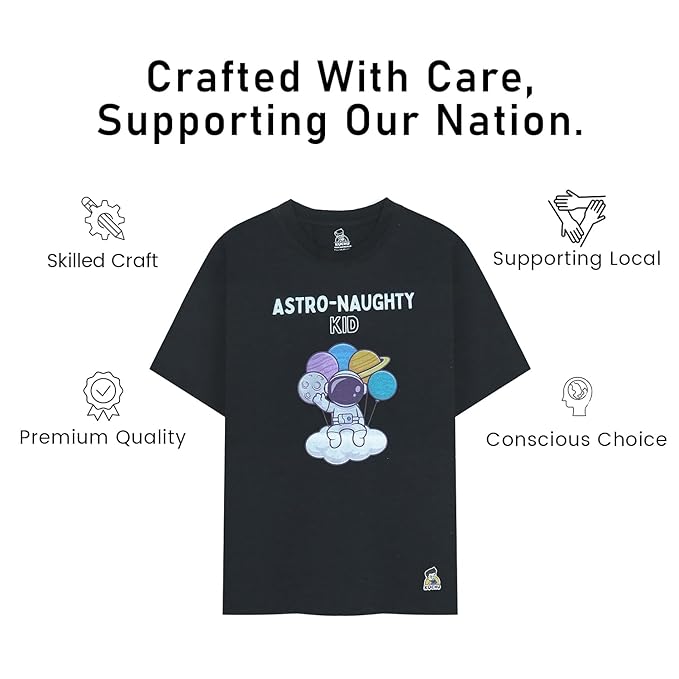 Unisex Kids’ T-Shirt – Astro Naughty Cartoon Digital Print | Soft Cotton-Modal Blend | Breathable, Comfortable & Stylish Wear for Boys & Girls