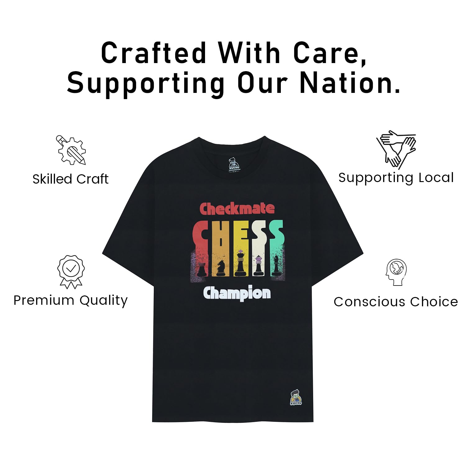 Unisex Kids’ T-Shirt | Light Green Checkmate Digital Print | Soft Cotton-Modal Blend | Stylish, Breathable & Durable Everyday Wear for Boys & Girls