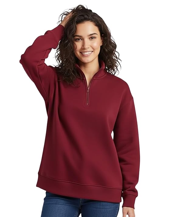 Quarter-Zip Pullover Sweatshirt for Woma...
