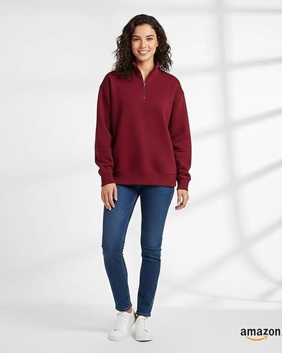 Quarter-Zip Pullover Sweatshirt for Woma...