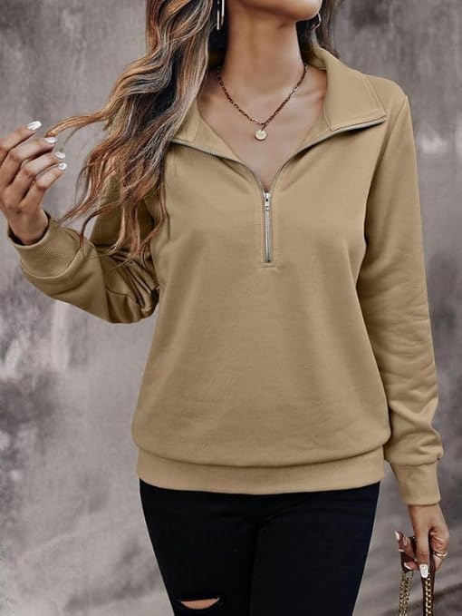 Women's Quarter Zip Pullover Sweater, Ca...