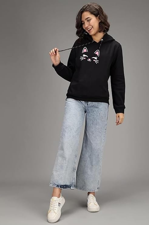 Women Cotton Blend - Cute Hoodies Teen G...